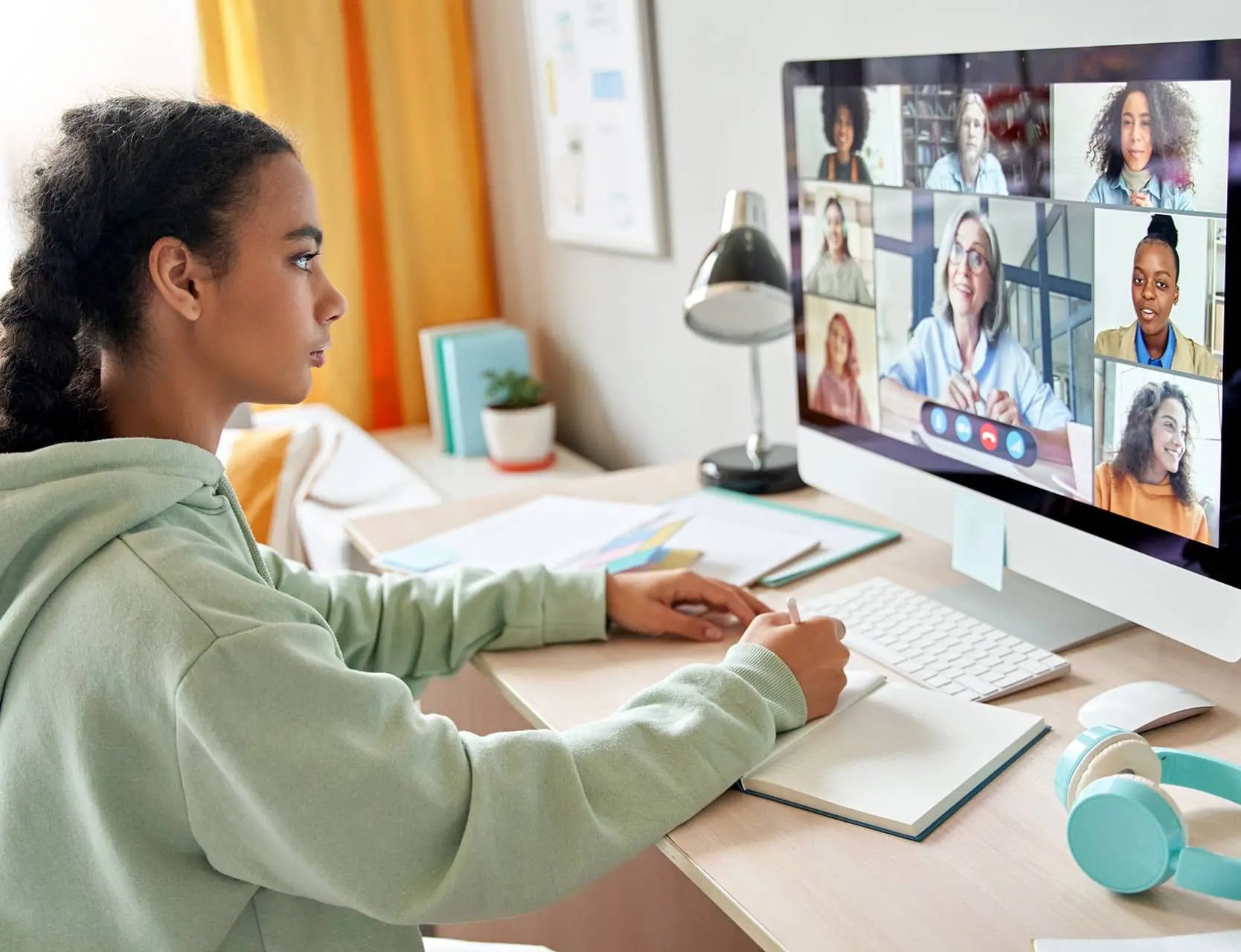 A girl on a video chat