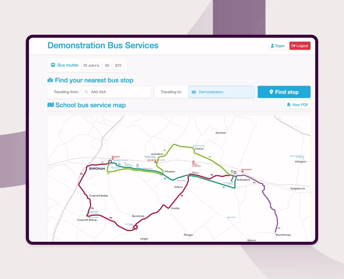 UI mockup of Vectare product